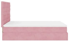 Estrutura de cama otomana com colchões 140x200 cm veludo rosa