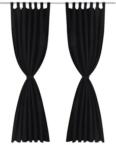 Cortinas de cetim com laços, 2 pcs, preto 140 x 175 cm