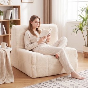 Pufe com enchimento incluído 86 x 86 x 72 cm, esponja integrada, encosto ergonómico, base antiderrapante e capa em tecido macio para sala ou quarto, b