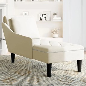 Chaise lounge c/ almofada/apoio de braços direito veludo creme