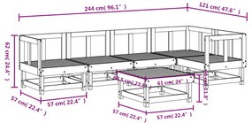 6 pcs conjunto lounge de jardim pinho maciço