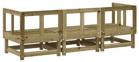 3 pcs conjunto lounge de jardim madeira de pinho impregnada
