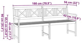 Banco de Jardim 180x56x90 cm Madeira Sólida de Acácia