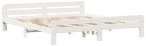 Cama sem colchão 200x200 cm madeira de pinho maciça branco