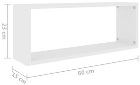 Prateleiras parede forma de cubo 4pcs contr. 60x15x23 cm branco