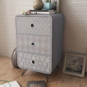 vidaXL Mesa de apoio com 3 gavetas, cinzento