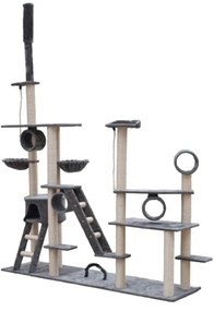 Arranhador para Gatos de Luxo 230-260 cm Cinza de  Pelúcia