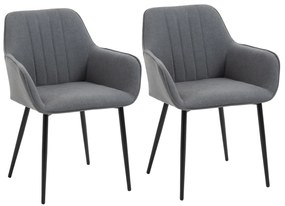 HOMCOM Conjunto de 2 cadeiras de jantar decorativas estofadas em linho com encosto ergonômico, braços e pernas de metal | Aosom Portugal