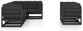 7 pcs conjunto lounge de jardim c/ almofadões pinho maciço