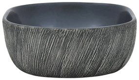 Lavatório de bancada oval 47x33x13 cm cerâmica preto e cinza