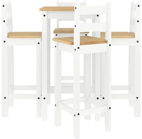 5 pcs conjunto de bar pinho maciço branco