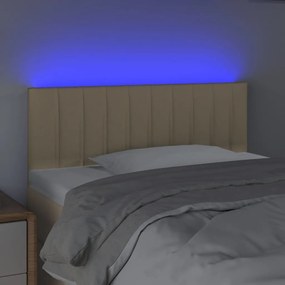 Cabeceira de cama c/ luzes LED tecido 100x5x78/88 cm cor creme