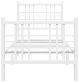 Estrutura de cama com cabeceira e pés 80x200 cm metal branco