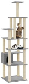 Árvore p/ gatos c/ postes arranhadores sisal 183 cm cinza-claro