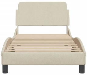 Estrutura cama c/ cabeceira sem colchão tecido 90x200 cm creme