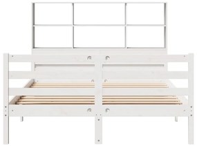 Cama com estante sem colchão 160x200 cm pinho maciço branco