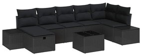 Conjunto de Sofá de Jardim de 8 Peças com Almofadas Preto Rattan Sinté