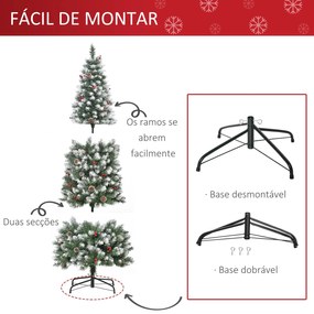 HOMCOM Árvore de Natal Artificial 180 cm Ignífugo com 618 Ramos 34 Bag