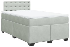 Cama boxspring com colchão 120x190 cm veludo cinzento-claro