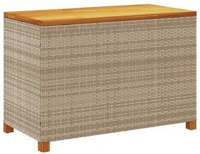 Caixa arrumação jardim 110x55x63 cm vime PE/acácia maciça bege