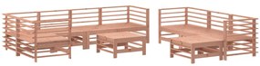 10 pcs conj. lounge jardim c/ almofadões madeira douglas maciça