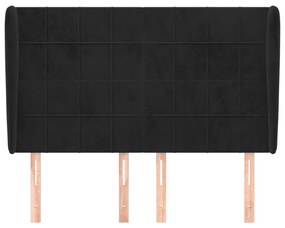 Cabeceira de cama c/ abas veludo 147x23x118/128 cm preto