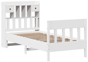 Cama sem colchão 75x190 cm madeira de pinho maciça branco