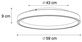 Plafon de design preto com dourado 60cm incl. LED com interruptor de 3 níveis - Ingo Design