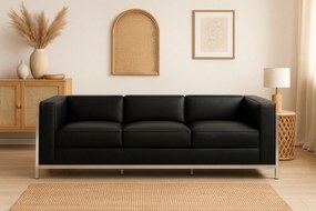 Sofá LOBBY – 3 Lugares – 183x70x68 cm – Aço Inoxidável e Pele Sintétic