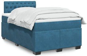 Cama boxspring com colchão 120x190 cm veludo azul