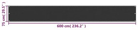 Tela varanda HDPE 75x600 cm antracite