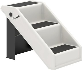 Escada Dobrável para Cães de 3 Degraus para Animais Mais Velhos para Cama Sofá 53x30,5x36,5 cm Creme