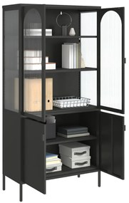 Móvel alto 90x40x180 cm vidro e aço preto