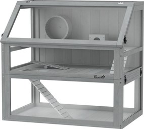 Gaiola para hamsters  80 x 50 x 76 cm e roedores com 3 níveis, base removível e funda, casinha, Baloiço, cinzento claro