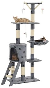 vidaXL Árvore para gatos c/postes arranhadores sisal 138 cm cinzento