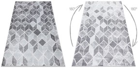 Tapete MEFE moderno B400 Cubo, geométrico 3D - Structural dois níveis de lã cinza escuro