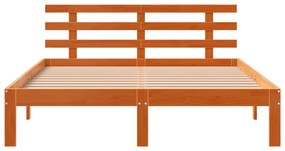 Cama sem colchão 140x200 cm madeira pinho maciça castanho-mel