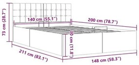 Cama Hidráulica Karen com Arrumação - 140x200cm - Em Tecido Cinza-Acas