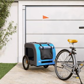 vidaXL Reboque bicicleta p/ animais tecido oxford/ferro azul/cinza