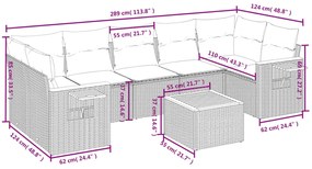 8 pcs conjunto de sofás p/ jardim com almofadões vime PE bege