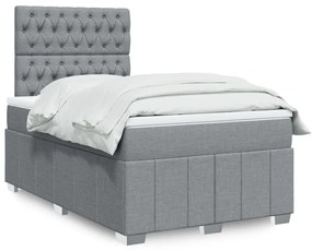 Cama boxspring com colchão 120x190 cm tecido cinzento-claro