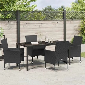 Conjunto de Jantar Jardim 5 Peças com Almofadas em Rattan Sintético Pr