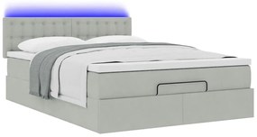 Estrutura de cama otomana com colchão 140x200 cm cinzento claro