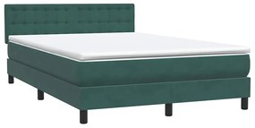 Box Cama primavera com Colchão Verde Escuro 140x210 cm Veludo