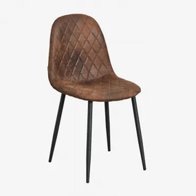 Pack De 2 Cadeiras De Jantar Glamm Preto & Couro Sintético Café Diamond & Pelé Sintética - Sklum