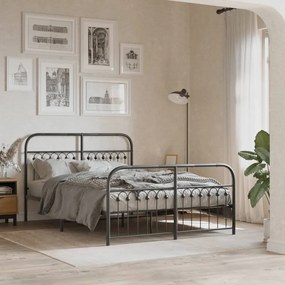 Estrutura de cama com cabeceira e pés 140x200 cm metal preto