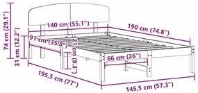 Estrado de Cama com Cabeceira Branco 140x190 cm Madeira Pinho