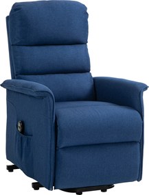 HOMCOM Poltrona Relax Reclinável Elétrica Poltrona Levanta Pessoas com Controlo Remoto e Bolso Lateral 66x90x96 cm Azul | Aosom Portugal
