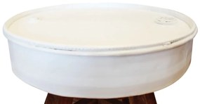 Mesa de centro 60x45 cm madeira recuperada maciça branco