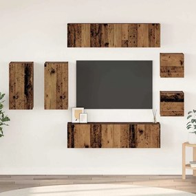 Conjunto de móvel de TV 8 pcs Madeira antiga 30.5 x 30 x 60 cm